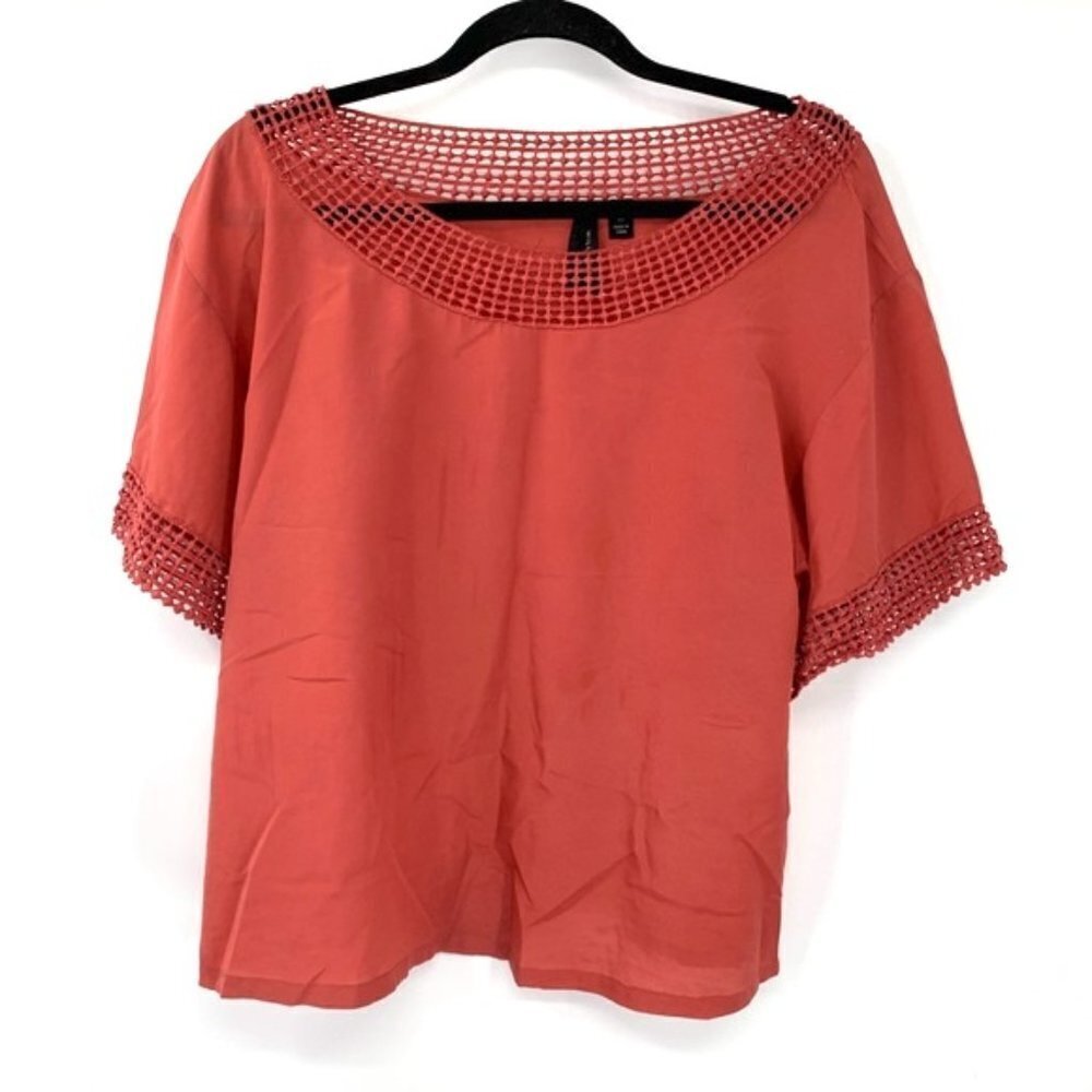 WILLI SMITH Crochet Trim Flowy Top Mauve Silky M